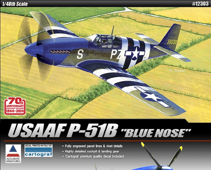 AC12303 1/48 USAAF P-51B Mustang"Blue nose"
