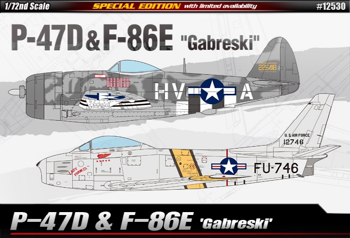 AC12530 1/72 P-47D & F-86E "가브레스키"(2개 합본)