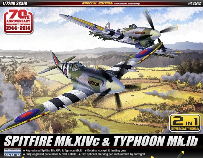 AC12512 1/72 Spitfire Mk.XIVc & Typhoon Mk.lb (2 in 1)