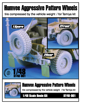 DT48001 1/48 Humvee aggressive pattern wheels tire compressed
